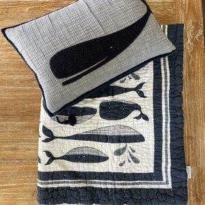 Serena & Lily Navy and White Whale Blanket & Pillow Case